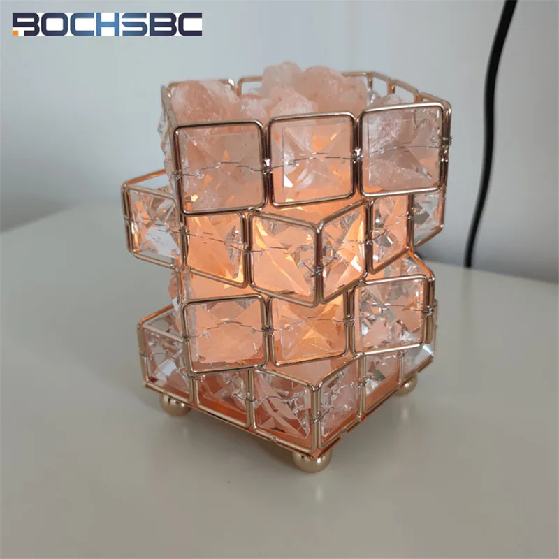 Goede Bochsbc Crystal Rubik 'S Cube Himalaya Zout Tafellamp Home Decor Nachtlampje G9 Led Creatieve Verlichting Voor Party Holiday Gift