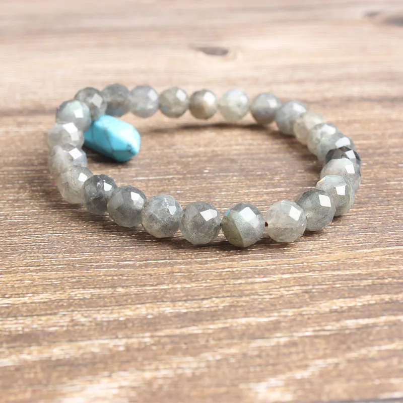 Модные натуральные ювелирные украшения LingXiang 6/8/10 мм граненые бусины-лабрадорит