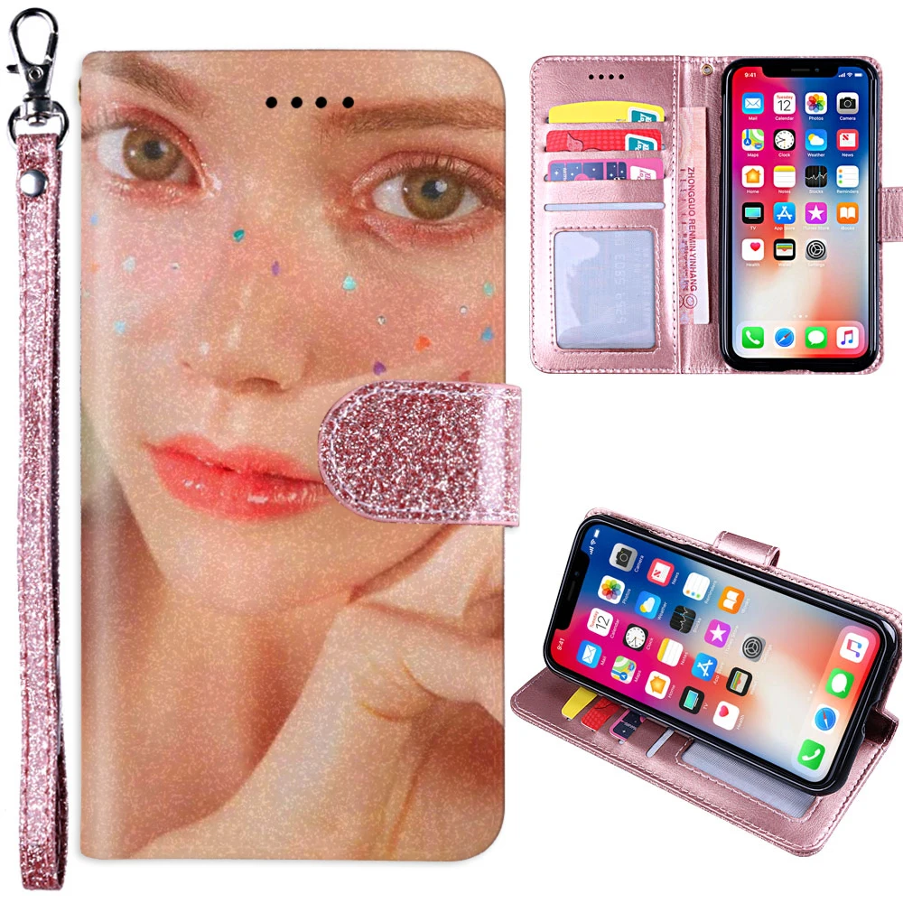 Золотистый блестящий чехол для huawei nova lite 2 персонализированный кожаный кошелек с