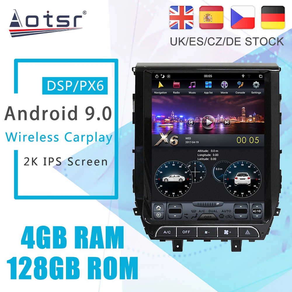 Aotsr Android 9 PX6 Tesla Styel для Toyota Land Cruiser LC200 2016 + автомобильный DVD плеер GPS навигация DSP Авто