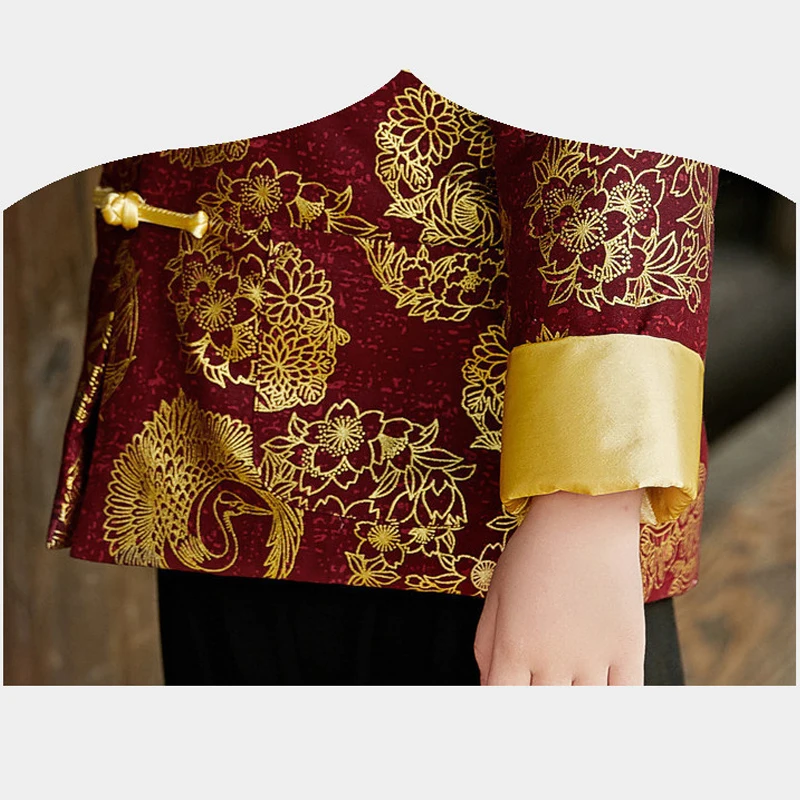 

2021 Chinese Traditional Sets For Boys Red Chinese New Year Jacket Navy Coat Winter Hanfu Tang Suit Cotton Kids