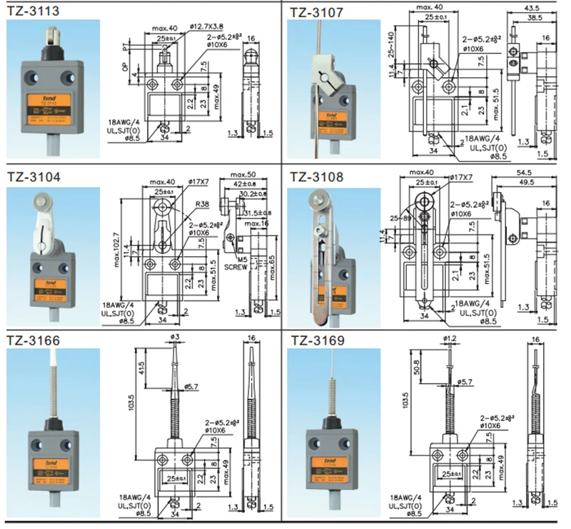 

Tend Limit Switch TZ-3169 TZ-3102 TZ-3103 TZ-3104 TZ-3111 TZ-3166