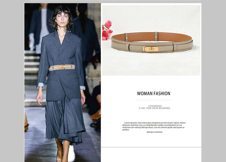 New Women Alloy Buckle Latch leather Belt  Cinch Waistband Dress Windbreaker Coat Clothing Accessory lady Belt gold belt
