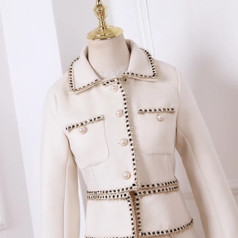 Женский костюм из двух предметов Кружевная декоративная куртка с отложным