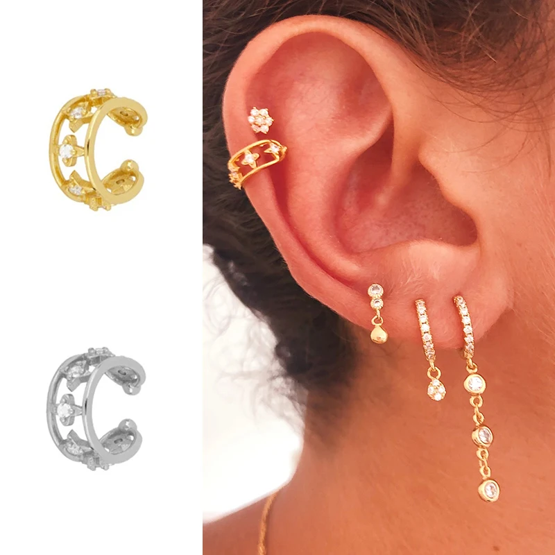 

Aide Fine Jewelry 925 Sterling Silver Ear Cuff Pendientes Clip Earrings for Women Couplels Unisex Engagement NO Piercing Earring