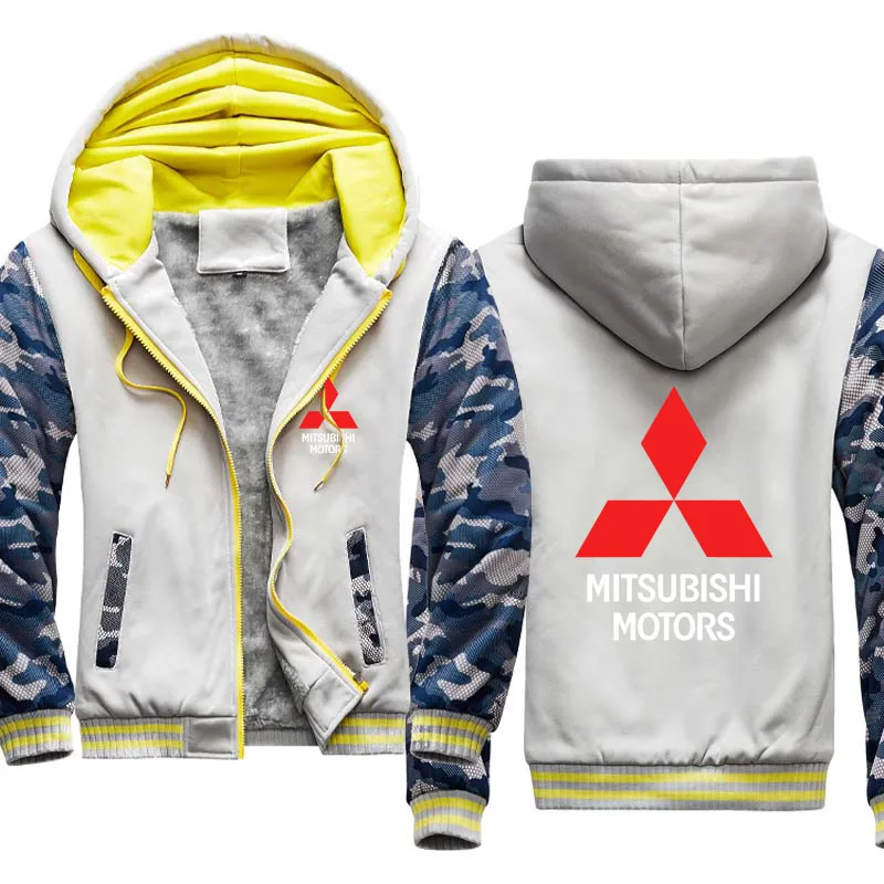 

Unisex Fashion Thicken Men's jackets Mitsubishi Car Logo Winter Hoodie Warm Wool Fleece Cotton Men Zipper Sport Jacket