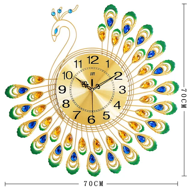 Настенные часы цифровые для гостиной спальни металлические павлин будильник