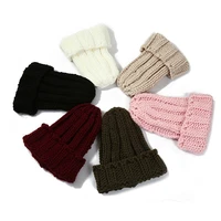 new wild solid color beanie thick wool knitted hat autumn and winter korean japanese wild cold hats womens cap wholesale
