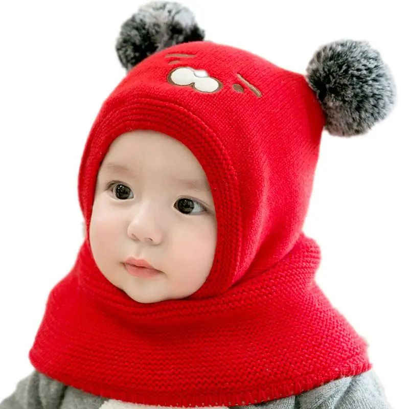 Детская бейсболка дети вязаный шарф сиамская Кепка девочки мальчик младенческой