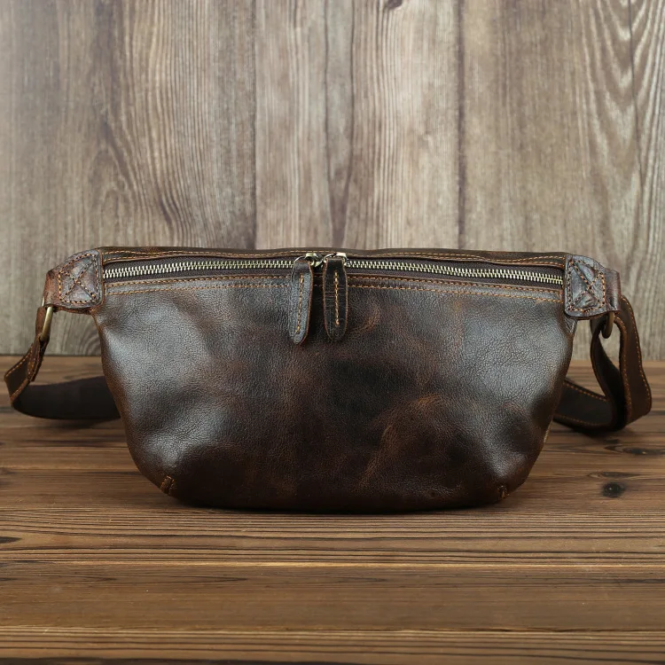Кожаная сумка MAHEU для прогулок на открытом воздухе портативные Поясные Сумки Crazy