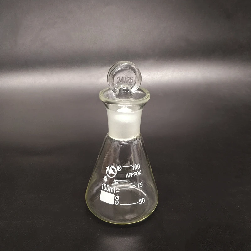 Lodine flask with ground-in glass stopper 100ml,Erlenmeyer flask with tick mark,Iodine volumetric flask,Triangular flask enlarge