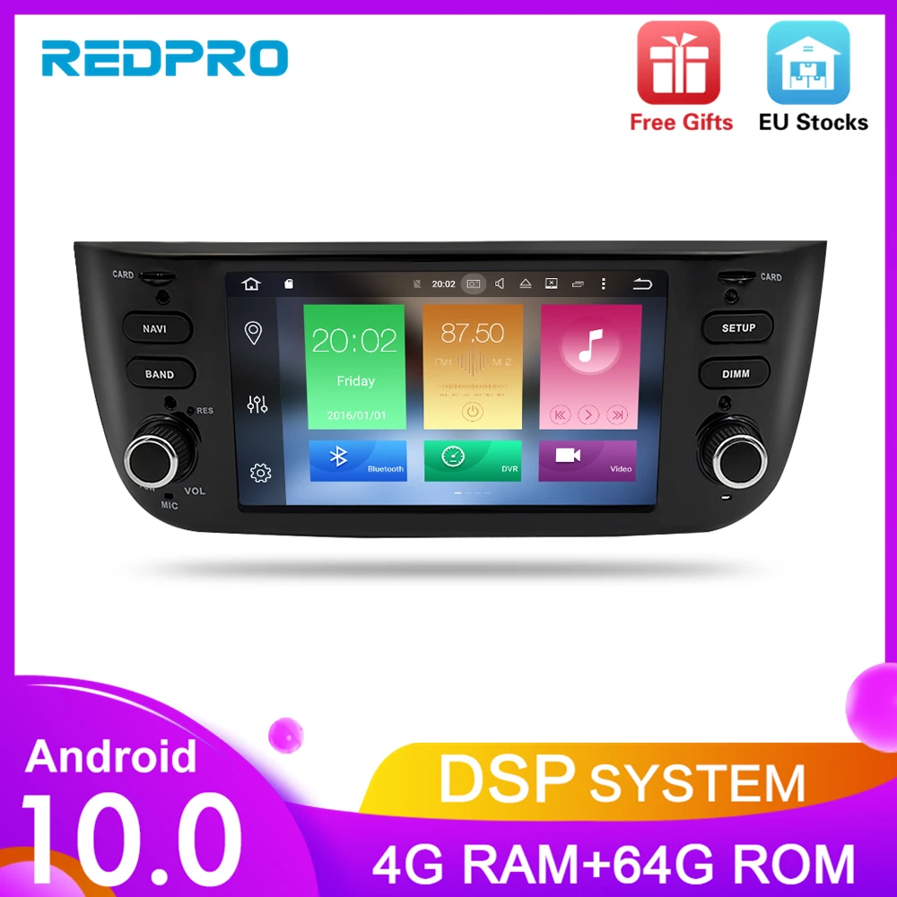 Автомобильный стереоплеер с восьмиядерным процессором Android10.0 для Fiat Grande Punto Linea