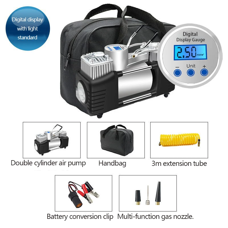 Портативный 12v умный и мощный автомобильный воздушный насос с двумя цилиндрами