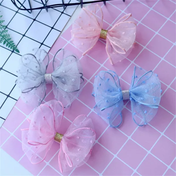 mixed colors 10 шт./лот; модная прозрачная белая лента бант заколка для волос для девочек, для девочек для детей, с бантом для волос заколки для волос аксессуары Headress - Цвет: mixed colors