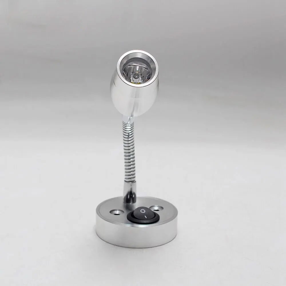

DC12V Gooseneck Spotlight 3W 1W Reading Light Bedside Wall Lamp With Switch For Interior Boat Yacht Caravan Motorhome Bedroom