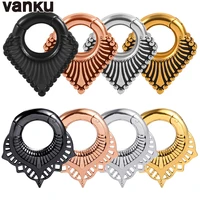 vanku 2pcs stylish stainless steel water drop flower pattern magnet ear weight stretchers body piercing jewelry earring gauges