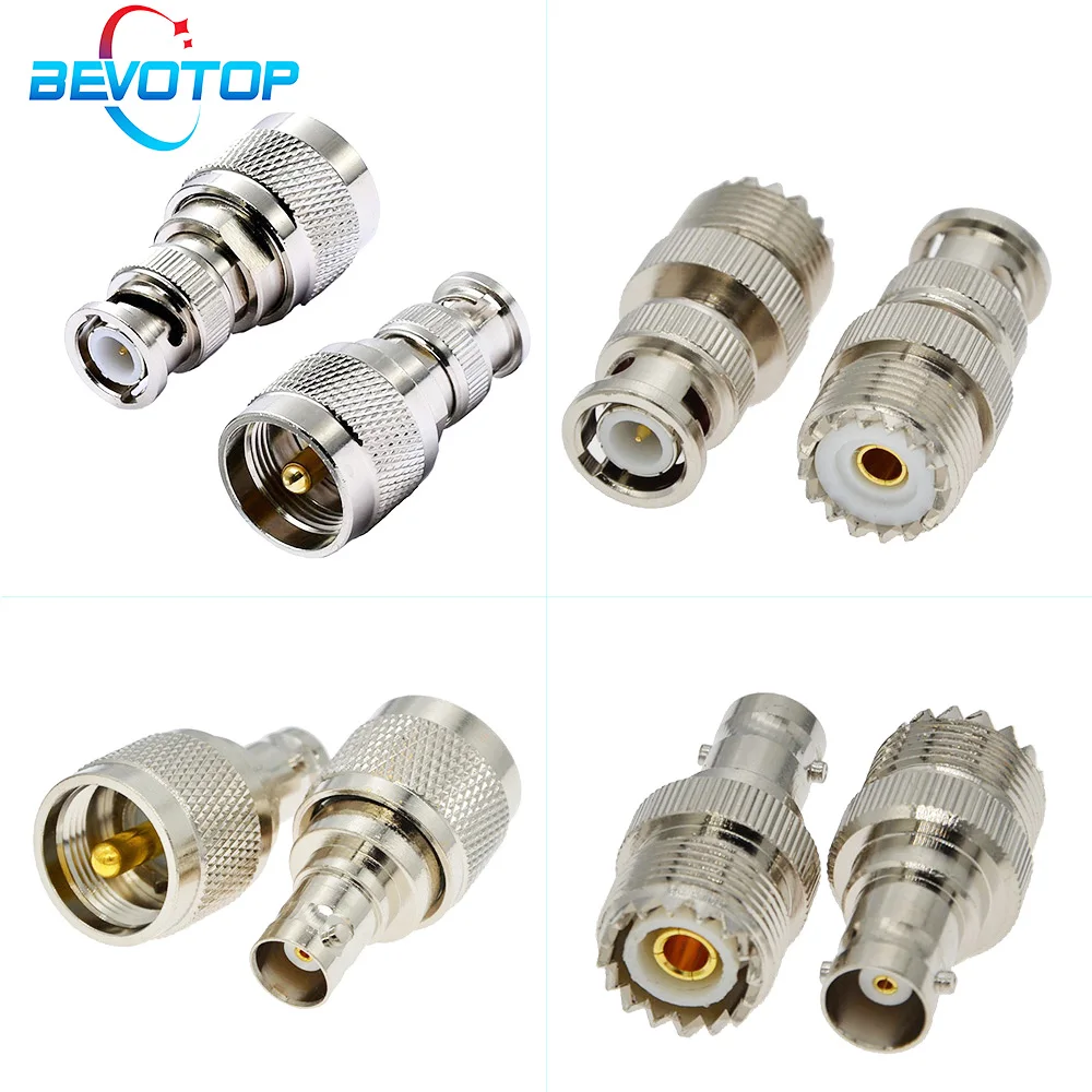 

BEVOTOP 1 шт. RF коаксиальный адаптер BNC штекер/гнездо до UHF штекер/гнездо PL259 SO239 разъем 4 типа