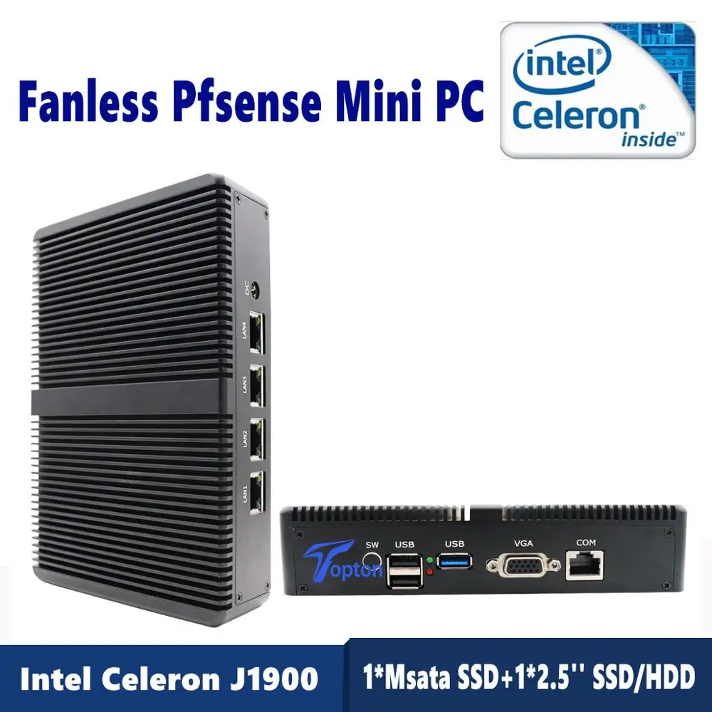 PfSense PC с 8 Гб ОЗУ 64 SSD 4 порта Intel LAN VGA 3 USB четырехъядерный маршрутизатор Celeron j1900 2 ГГц