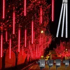 Водонепроницаемая светодиодная гирлянда метеоритный дождь с 8 трубками, 30 см50 см для уличных праздничных рождественских украшений, вилка для ЕССШААвстралииВеликобритании