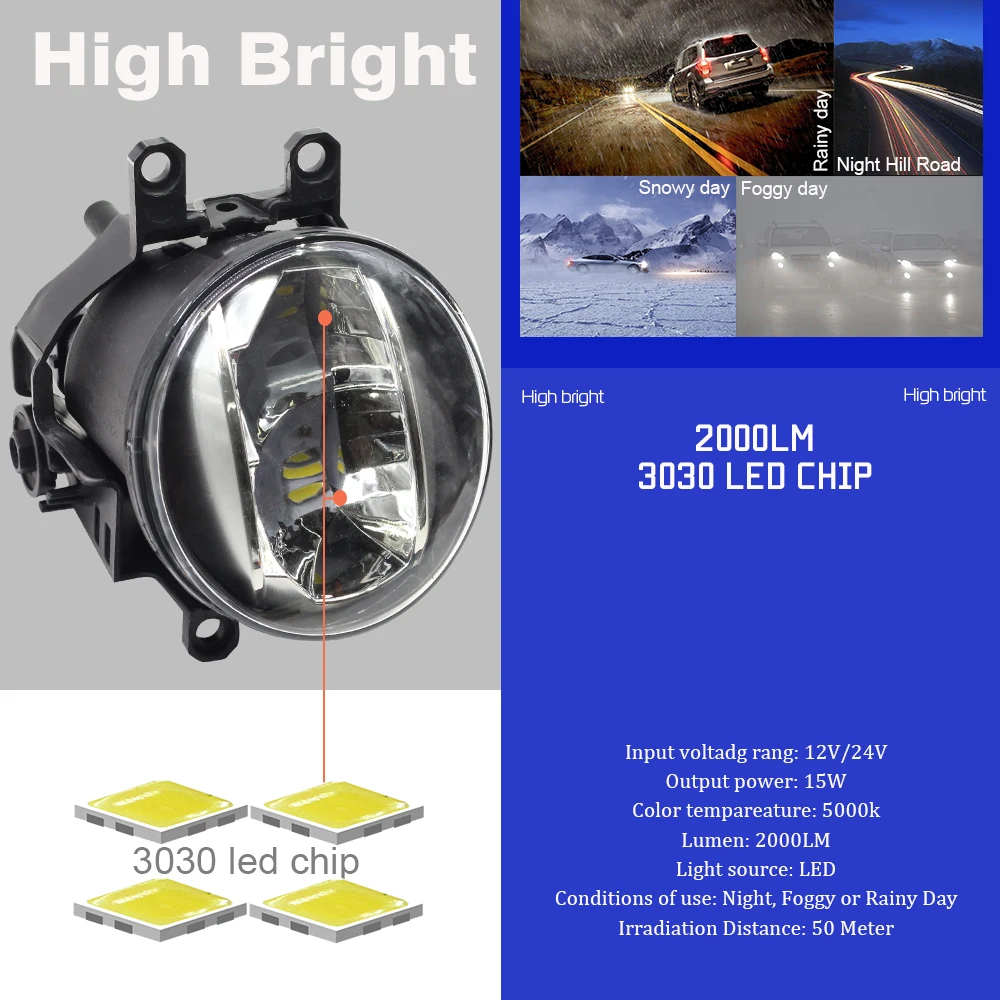 Cawanerl Car 4000LM LED Fog Light Daytime Running Lamp White H11 12V For Toyota Yaris 2006 2007 2008 2009 2010 2011 2012 2013 | Автомобили