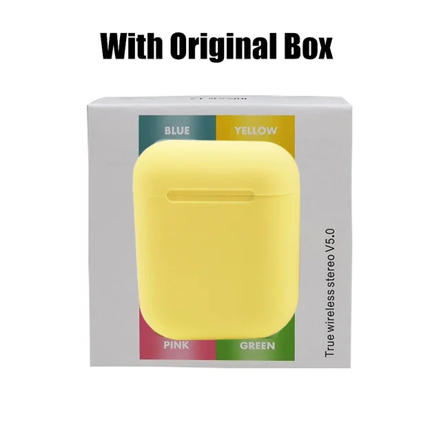 i12 D yellow Bluetooth наушники, цветная версия Macaron 12 5,0, беспроводные Bluetooth наушники для всех смартфонов, наушники с шумоподавлением - Цвет: i12 D yellow