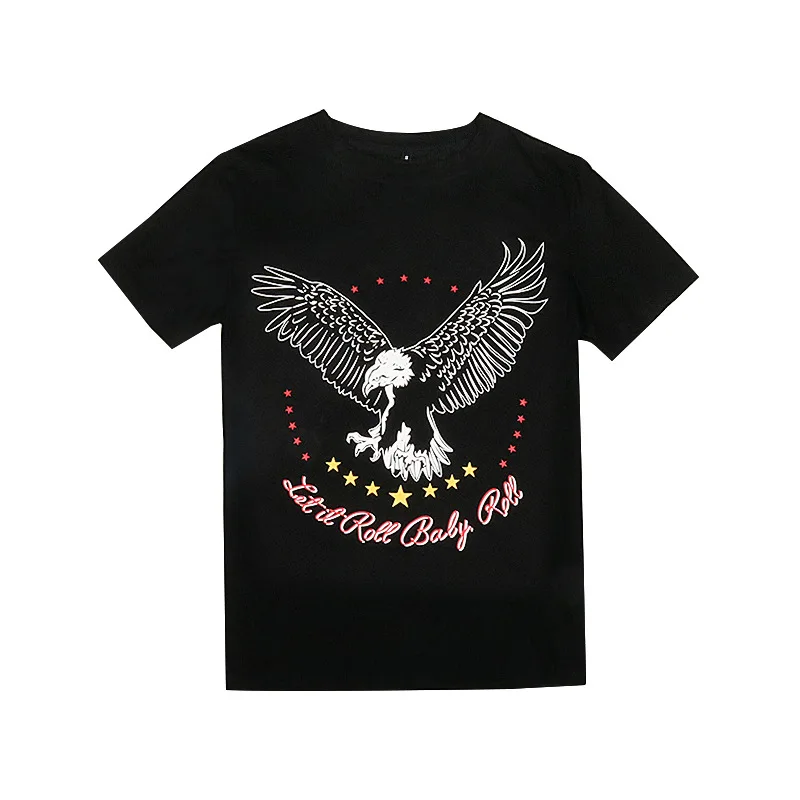 

Round neck white T-shirt with short sleeve print