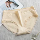 Женские хлопковые трусики большого размера XXL, антибактериальное однотонное нижнее белье, дышащие трусики со средней талией и кружевными краями, сексуальное нижнее белье в полоску