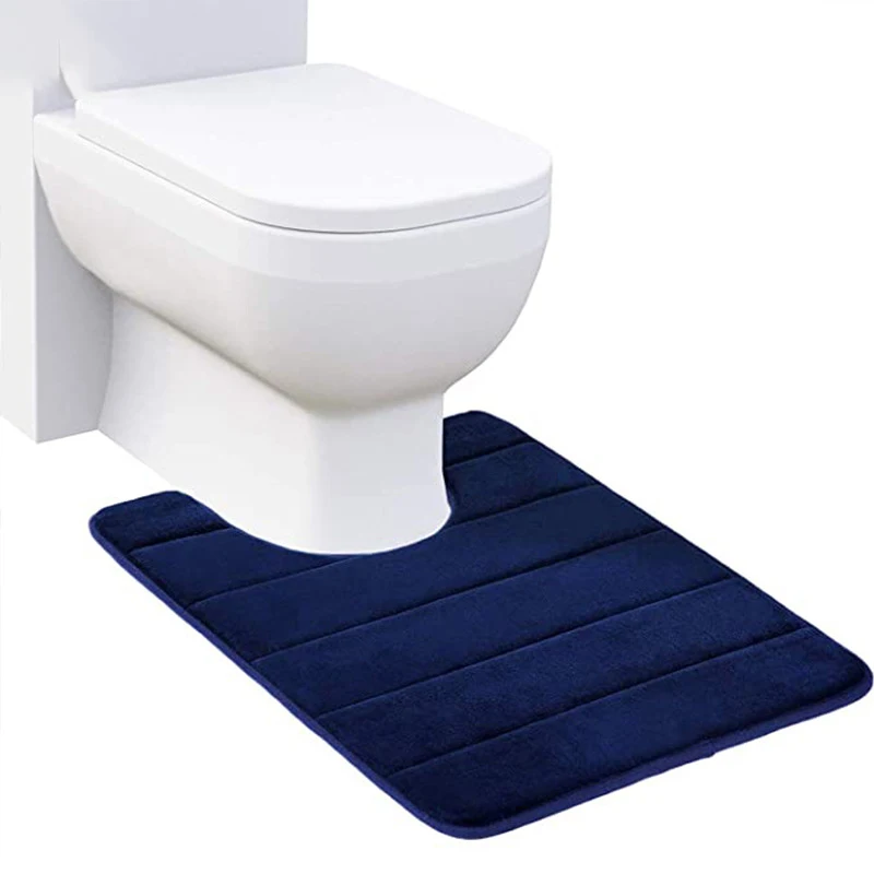 

3pcs Memory Foam Bathroom Rugs Set Thick Soft Absorbent Non-Slip Bath Mats Washable Contour Bath Rugs CANQ889