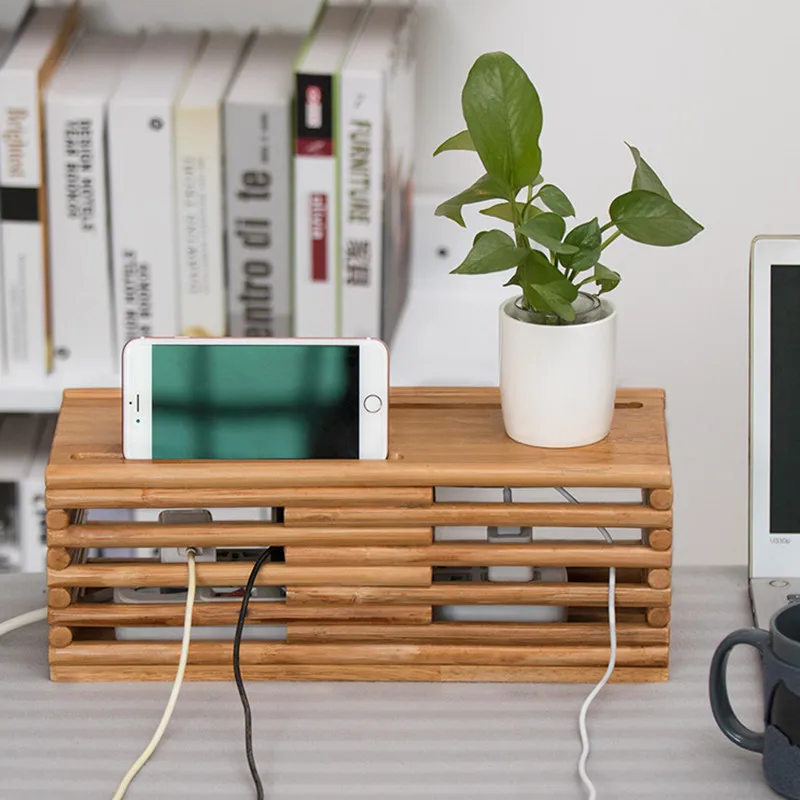 Деревянный ящик для хранения электрических проводов домашний кабелей питания