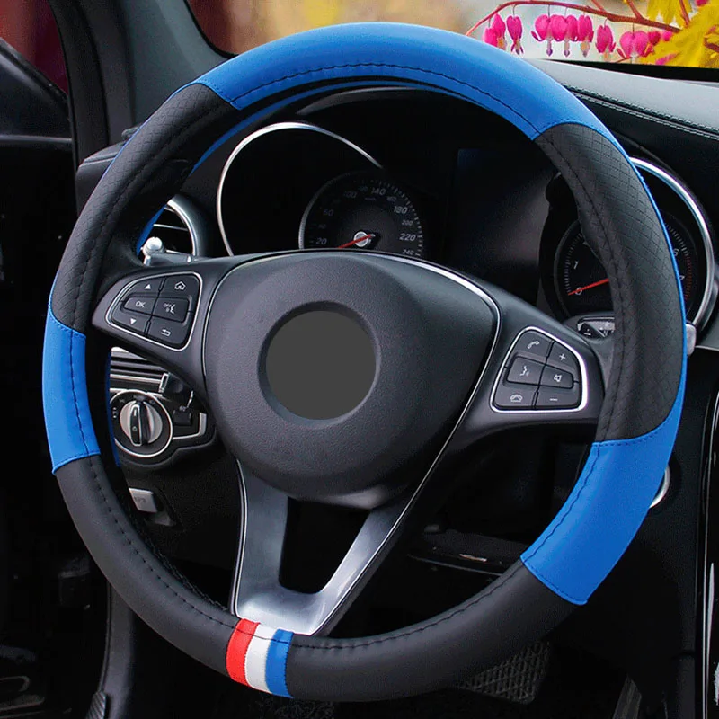 

Fashion Car Steering Wheel Cover Artificial Leather For 37- 38 CM 14.5"-15" M Size Brain on Steering-Wheel Wrap Anti-slip