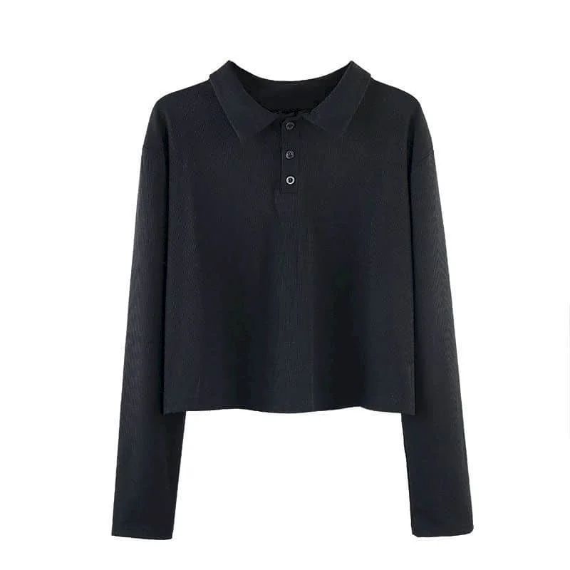 

Spring autumn women's gray polo shirt long-sleeved T-shirt female loose bottoming shirt top 2021 new Korean casual office wear