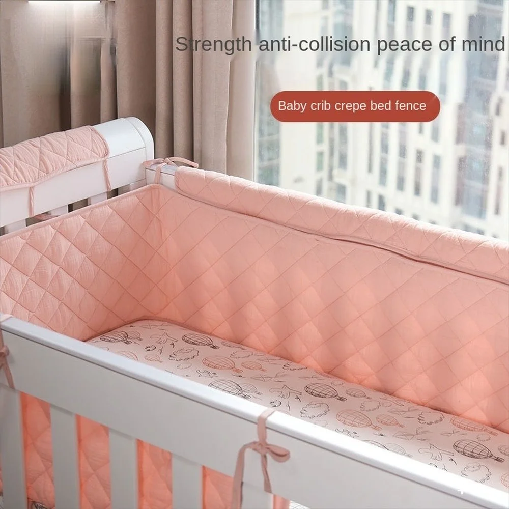 

Real 190x30cm Double-deck Crepe Baby Crib Bumpers Anti Collision Protective Cloth Soft Toddler Newborn Guardrail Bed Package Mat