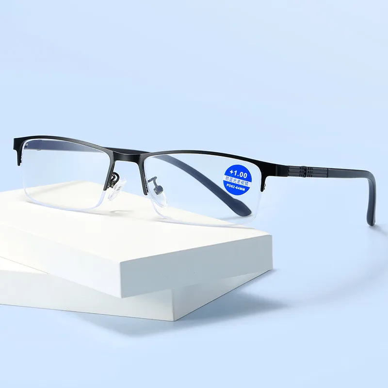

Seemfly +1.0 1.5 2.0 2.5 3.0 3.5 4.0 Reading Glasses Men Women Fashion Anti Blue Light Metal Half Frame Presbyopic Eyeglasses