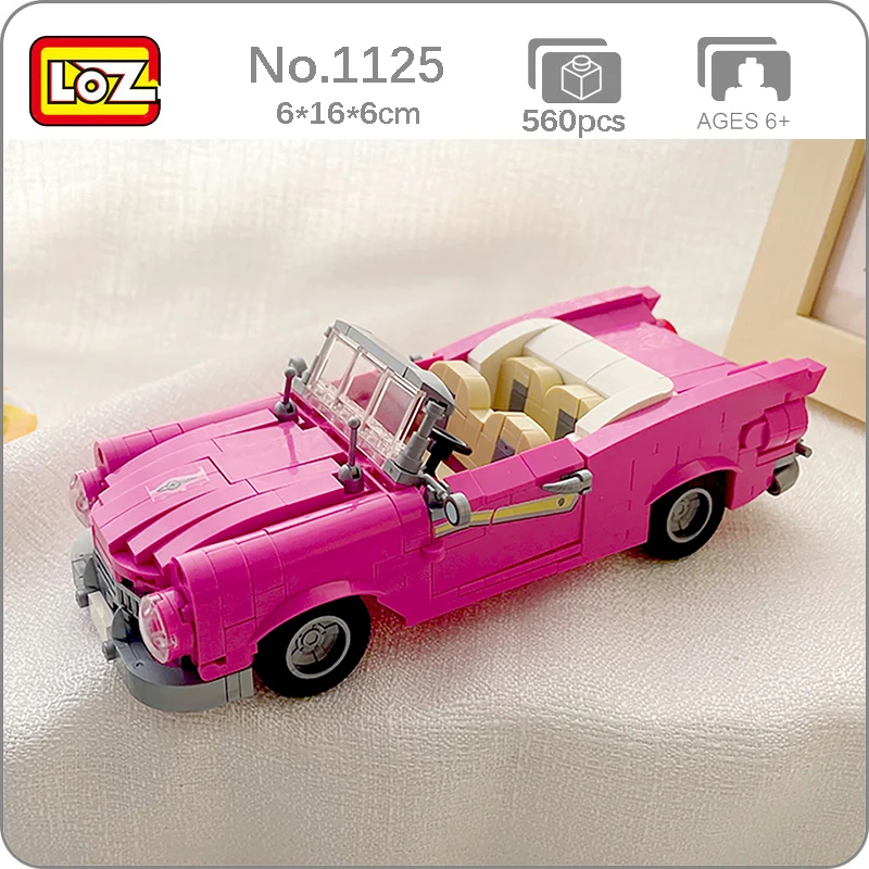 

LOZ 1225 Vehicle Building Blocks Model Pink Convertible Open Racing Car 3D DIY 560pcs Mini Bricks Toy for Children Kid Toys