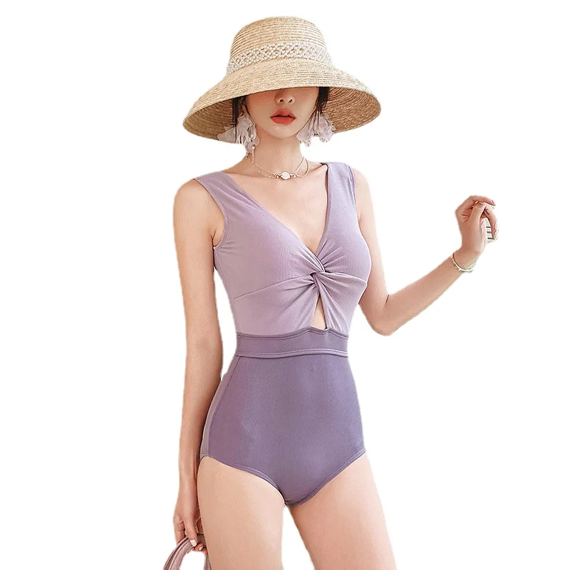 

Women One Piece Suits Monokini Korean Vacation Hot Springs Sleeveless Hollow Beach Swimwear Swimsuit Tankini Bathing Suit