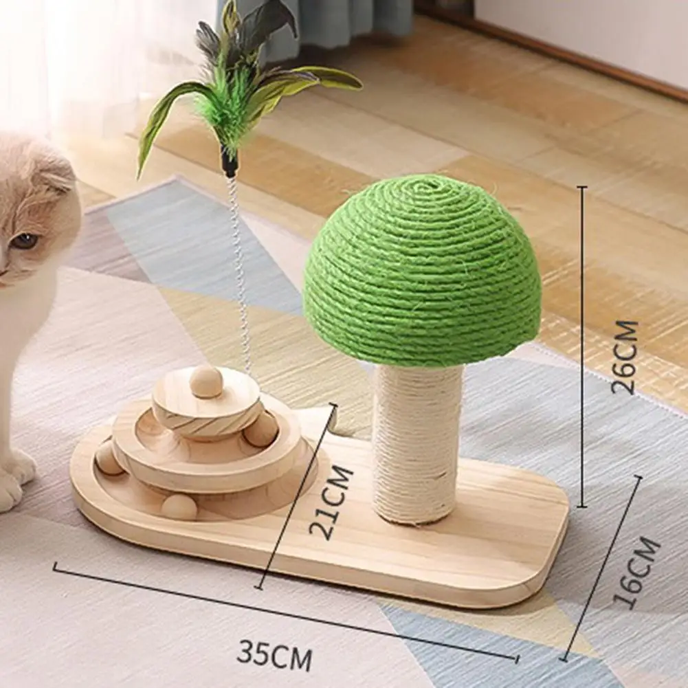 

High-quality Mushroom Cat Scratch Post Durable Wooden Mushroom Cat Wand Roller Toy Pet Health Sisal Mat Claws Care Scratch Toy