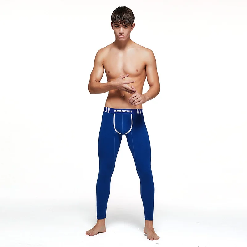 Мужские осенние теплые брюки SEOBEAN модные облегающие мужские Леггинсы с бархатной