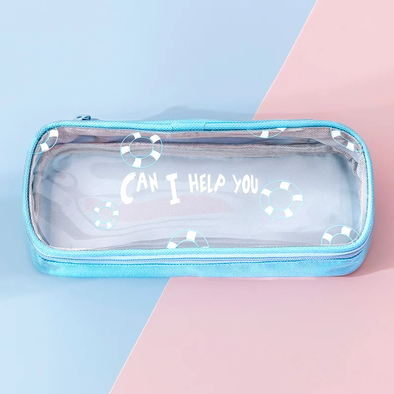 

Transparent PU Pencil Case Large Capacity Pencilcase School Supplies Cute Stationery Pen Bag Box Pencil Pouch Multifunctional
