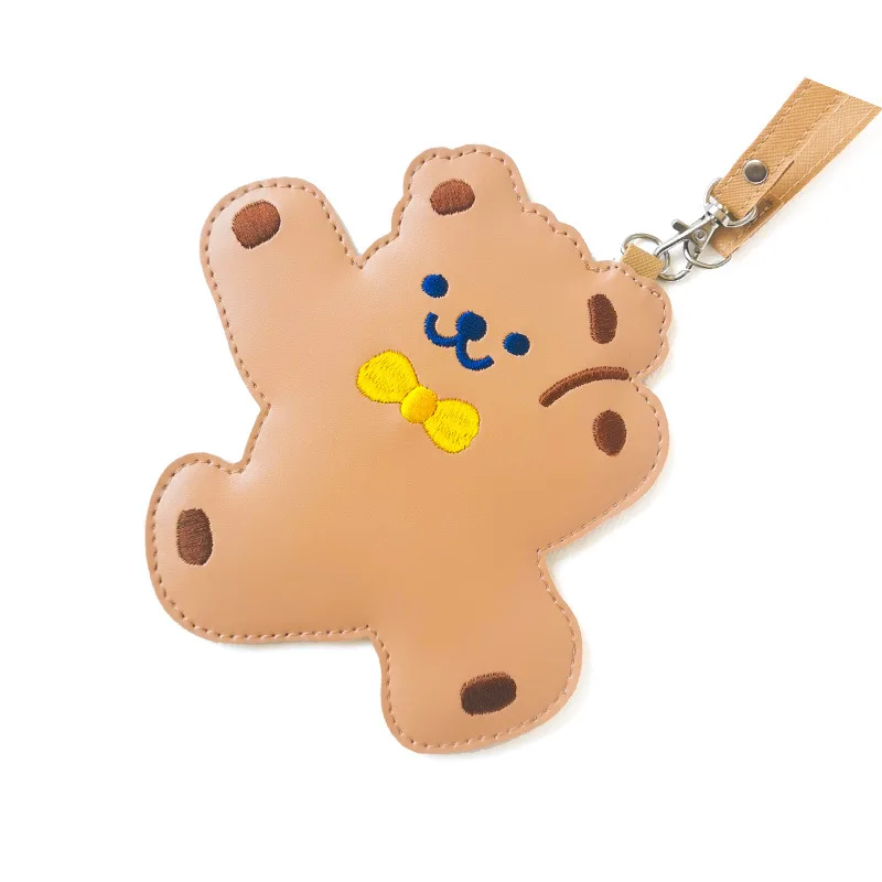 

1pc Leather Bear Card Case Student Student ID Card Bus ID Storage Bag Backpack Pendant Decoration Kawaii Japanese Stationery