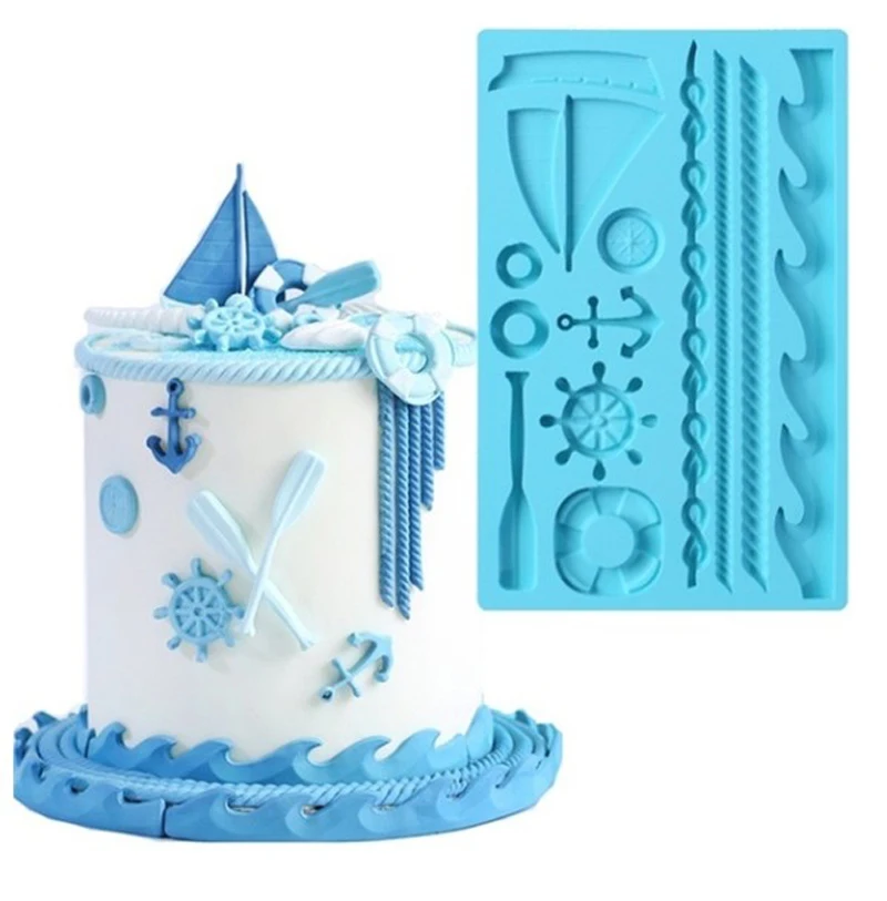 

minsunbak Boat silicone mould Sail boat pulp anchor chocolate fudge cake decoration tool Sugarcraft Flower