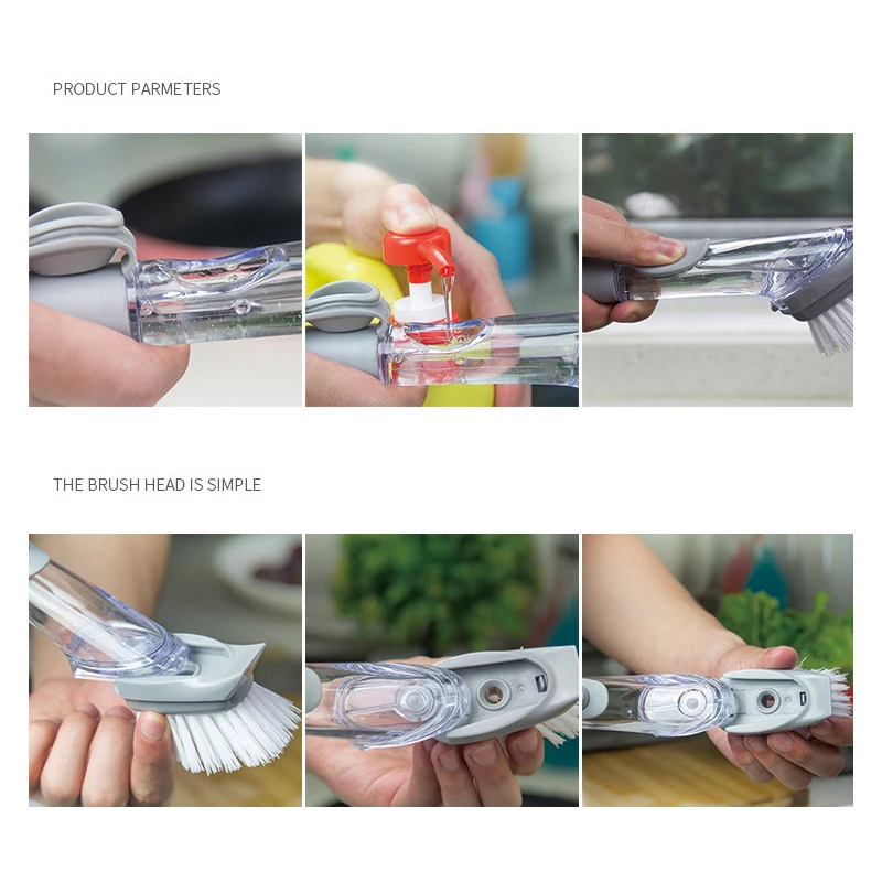 Fashion 1Set Long Handle Cleaning Brush With Removable Head Sponge Soap Dispenser Dish Washing Kitchen Clean Tools | Дом и сад