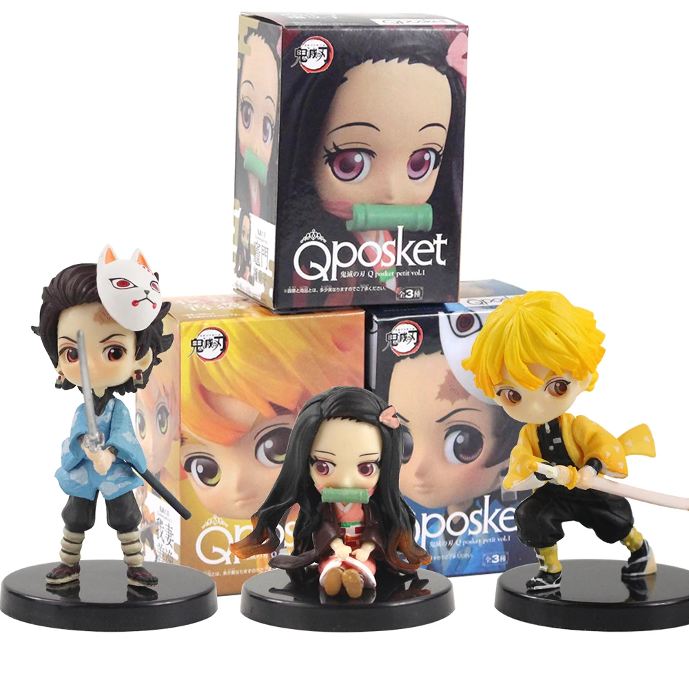 3 шт. Q Posket демон убийца фигурки Tanjirou камадо Nezuko Agatsuma Zenitsu с мечом Kimetsu без Yaiba аниме