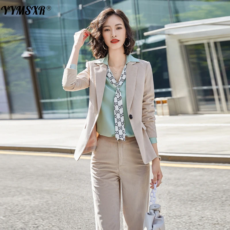 2020 New Autumn and Winter Temperament Women's Pants Suit Pants Two-piece Suit Professional Office Lady Jacket Casual Trousers