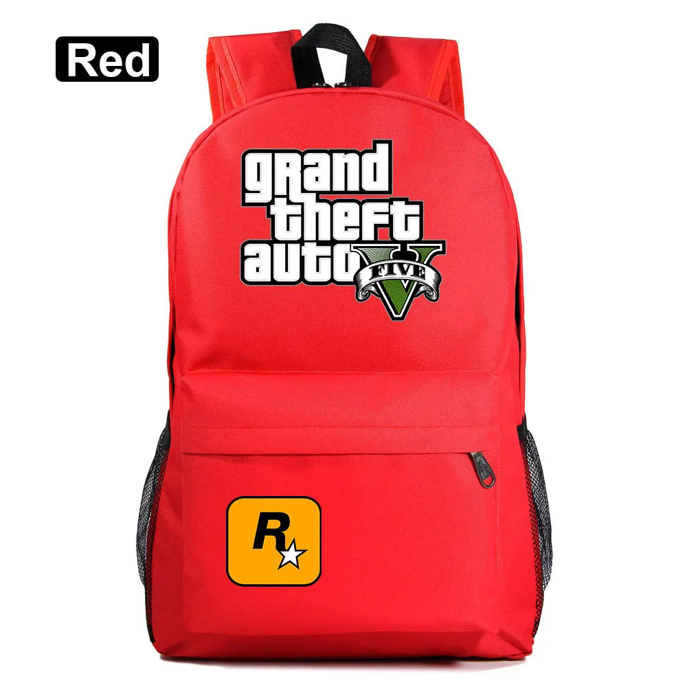 A34-18 Подарочные игры с героями мультфильмов, GTA5, клетчатая школьная сумка ярких цветов для мальчиков и девочек, женский рюкзак, школьные сумки для подростков, холщовые мужские школьные рюкзаки - Цвет: A34-18