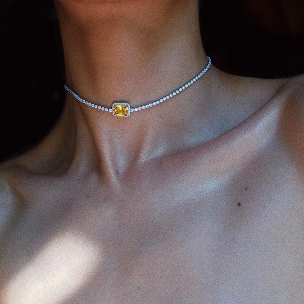 Новый дизайн роскошное Кристальное простое колье ошейник ожерелье для женщин