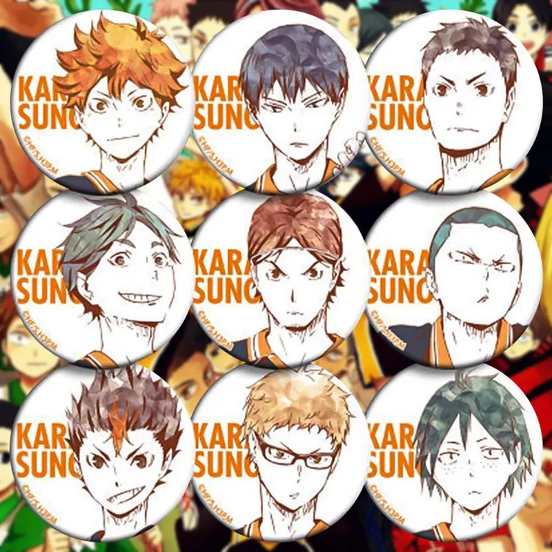 9 шт./компл. манга Haikyuu! Значки для косплея Hinata Shoyo брошь на булавке 58 мм коллекция