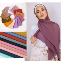 1pc muslim bubble chiffon hijab scarf women solid color soft long shawls and wraps georgette islamic head scarves ladies hijabs
