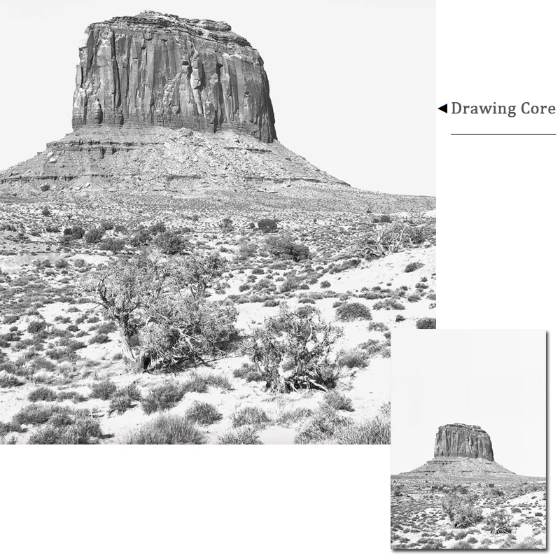 Природа плакат пустыня кактус принты черный и белый ландшафт холст живопись