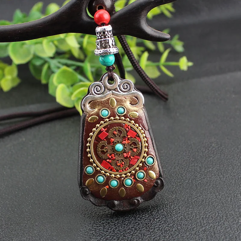 Винтажные этнические подвески и ожерелья ручной работы Pingan черное дерево танка