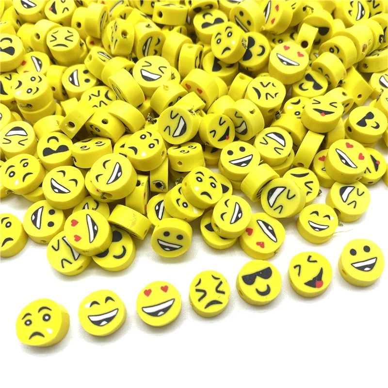 

20pcs 10mm Expression Smiley Beads Clay Spacer Beads Polymer Clay Beads For Jewelry Making DIY Handmade Accessories